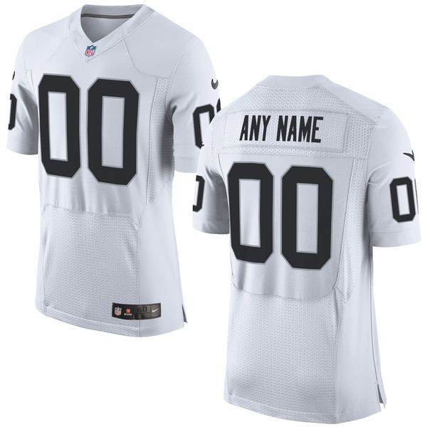 Men Oakland Raiders Nike White Elite Custom NFL Jersey->->Custom Jersey